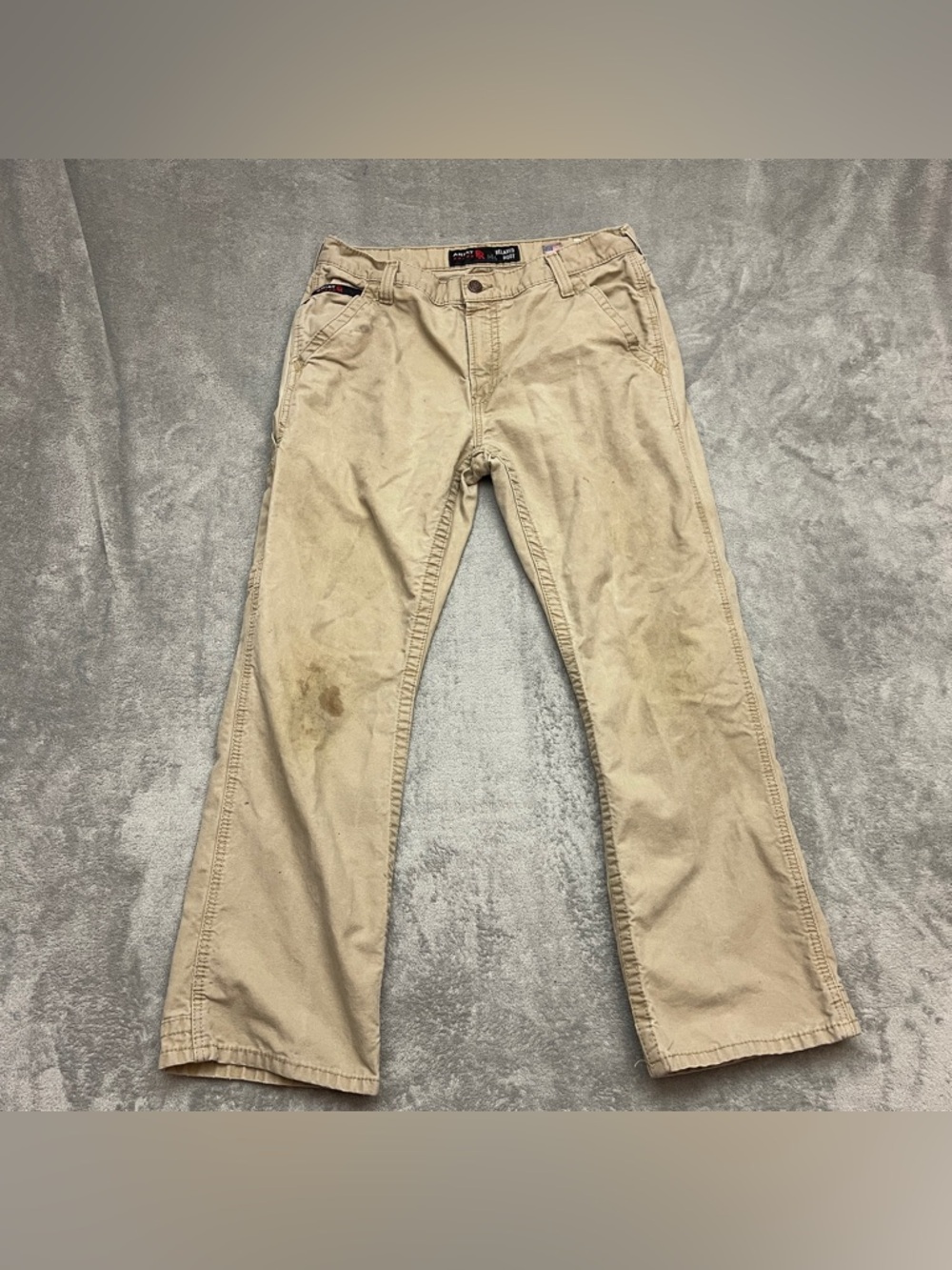 Ariat FR M4 Pants Mens 33x30 Beige Relaxed Boot Flame Resistant Work Carpenter